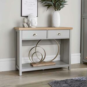 Home Source - Console Table 2 Drawer Telephone Table Metal Handles Hallway Storage 36mm Top Home Source - Console Table 2 Drawer Telephone Table Metal Handles Hallway Storage 36mm Top