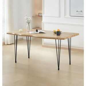 Hallowood Furniture - Cullompton Large Dining Table with Black Metal Legs, 4-6 Seater Industrial Style Live Edge Effect Top Modern Dining Table for Hallowood Furniture - Cullompton Large Dining Table with Black Metal Legs, 4-6 Seater Industrial Style Live Edge Effect Top Modern Dining Table for