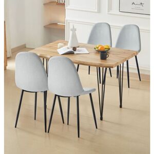 Hallowood Furniture - Cullompton Large Dining Table and Chairs Set 4, Live Edge Effect Top Rectangular Dining Table (120cm) & Silver Grey Fabric Hallowood Furniture - Cullompton Large Dining Table and Chairs Set 4, Live Edge Effect Top Rectangular Dining Table (120cm) & Silver Grey Fabric