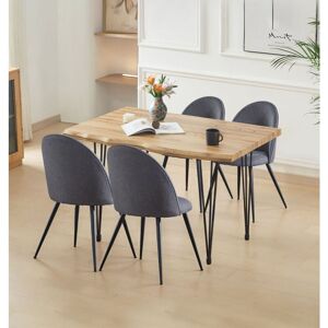 Hallowood Furniture - Cullompton Large Dining Table and Chairs Set 4, Live Edge Effect Top Kitchen Table (120cm) and Dark Grey Fabric Dining Chairs, Hallowood Furniture - Cullompton Large Dining Table and Chairs Set 4, Live Edge Effect Top Kitchen Table (120cm) and Dark Grey Fabric Dining Chairs,