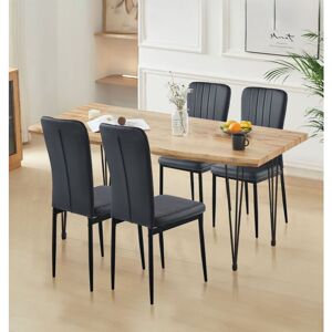 Hallowood Furniture - Cullompton Large Dining Table and Chairs Set 4, Live Edge Effect Top Kitchen Table (160cm) and Black High Back Faux Leather Hallowood Furniture - Cullompton Large Dining Table and Chairs Set 4, Live Edge Effect Top Kitchen Table (160cm) and Black High Back Faux Leather