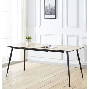 Hallowood Furniture - Cullompton Large Extending Table, Wood Dining Table with Oak Effect Top & Black Metal Legs, 4-8 Seaters Extendable Dining Table Hallowood Furniture - Cullompton Large Extending Table, Wood Dining Table with Oak Effect Top & Black Metal Legs, 4-8 Seaters Extendable Dining Table