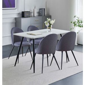 Hallowood Furniture - Cullompton Small Dining Table and Chairs Set 4, White Marble Effect Kitchen Table (120x70cm) and Grey Curved Back Dining Hallowood Furniture - Cullompton Small Dining Table and Chairs Set 4, White Marble Effect Kitchen Table (120x70cm) and Grey Curved Back Dining