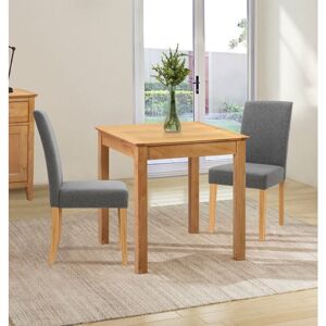 Hallowood Furniture Hereford Oak Dining Table and Chairs Set 2, Square Kitchen Table and Straight Back Upholstered Chairs, Solid Wooden Small Table Hallowood Furniture Hereford Oak Dining Table and Chairs Set 2, Square Kitchen Table and Straight Back Upholstered Chairs, Solid Wooden Small Table