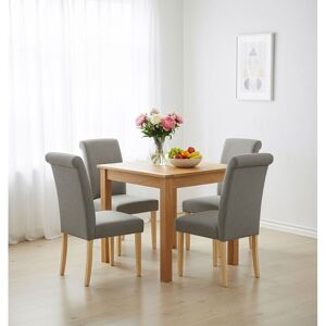 Hallowood Furniture Hereford Small Dining Table and 4 Chairs, Square Light Oak Small Table and Chairs, Small Kitchen Dining Table Set with 2 Roll Top Hallowood Furniture Hereford Small Dining Table and 4 Chairs, Square Light Oak Small Table and Chairs, Small Kitchen Dining Table Set with 2 Roll Top