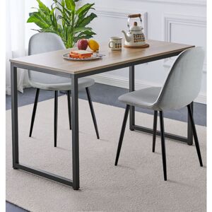 Hallowood Furniture - Kempley Small Rectangle Table and Chairs Set 2, Kitchen Table with Black u Shaped Metal Legs (1.2m) and Light Grey Fabric Hallowood Furniture - Kempley Small Rectangle Table and Chairs Set 2, Kitchen Table with Black u Shaped Metal Legs (1.2m) and Light Grey Fabric