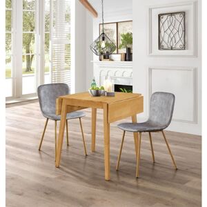 Hallowood Furniture - Ledbury Light Oak Dining Table and Chairs Set 2, Drop Leaf Table and Taupe Leather Effect Dining Chairs with Wood Effect Legs, Hallowood Furniture - Ledbury Light Oak Dining Table and Chairs Set 2, Drop Leaf Table and Taupe Leather Effect Dining Chairs with Wood Effect Legs,