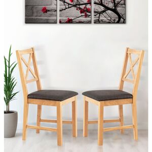 Hallowood Furniture - Oak Dining Chairs Set of 2 with Charcoal Grey Linen Fabric Seat Pad, Modern & Stylish Cross Back Solid Wooden Oak Small Kitchen Hallowood Furniture - Oak Dining Chairs Set of 2 with Charcoal Grey Linen Fabric Seat Pad, Modern & Stylish Cross Back Solid Wooden Oak Small Kitchen