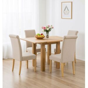 Hallowood Furniture Waverly Oak Dining Tables and Chairs Set of 4, Light Oak Small Folding Table and Roll Top Linen Fabric Dining Chair in Cream, Hallowood Furniture Waverly Oak Dining Tables and Chairs Set of 4, Light Oak Small Folding Table and Roll Top Linen Fabric Dining Chair in Cream,