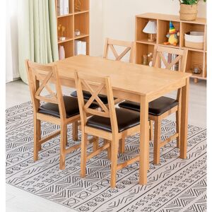 Hallowood Furniture - Waverly Oak Dining Table and Chair Set of 4, Small Dining Table (120x70cm) & Cross Back Oak Dining Chairs with Grey Seat, Hallowood Furniture - Waverly Oak Dining Table and Chair Set of 4, Small Dining Table (120x70cm) & Cross Back Oak Dining Chairs with Grey Seat,