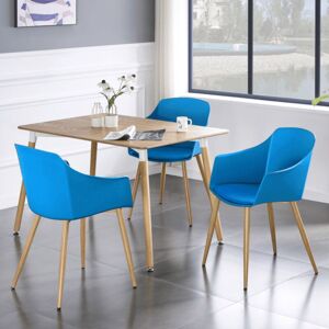 LIFE INTERIORS Halo Eden Dining Set - an Oak Wooden Dining Table and Set of 4 Blue Wooden Dining Chairs - Dining Room Kitchen LIFE INTERIORS Halo Eden Dining Set - an Oak Wooden Dining Table and Set of 4 Blue Wooden Dining Chairs - Dining Room Kitchen