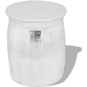 Hammered Aluminium Stool/Side Table Silver Vidaxl Hammered Aluminium Stool/Side Table Silver Vidaxl