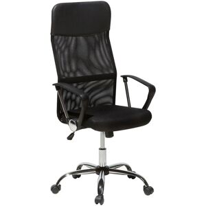 Beliani - High Back Home Office Chair Mesh Faux Leather Tilting Swivel Black Design Beliani - High Back Home Office Chair Mesh Faux Leather Tilting Swivel Black Design