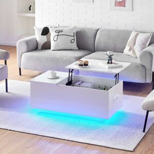 Clipop - Lift Top Coffee Table with Charger Station, High Gloss Wooden Tea Table with Hidden Compartment and Open Storage Shelf, Modern Sofa Side Clipop - Lift Top Coffee Table with Charger Station, High Gloss Wooden Tea Table with Hidden Compartment and Open Storage Shelf, Modern Sofa Side