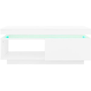ABRIHOME High Gloss White LED Coffee Table with RGB Lights & Storage Drawer - Modern Rectangular Centre Table with Display Shelf, Living Room Furniture ABRIHOME High Gloss White LED Coffee Table with RGB Lights & Storage Drawer - Modern Rectangular Centre Table with Display Shelf, Living Room Furniture