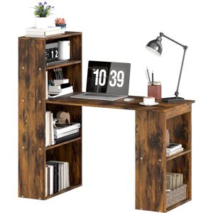 Homcom - 120cm Modern Computer Desk Bookshelf Writing Table Workstation Rustic Brown Homcom - 120cm Modern Computer Desk Bookshelf Writing Table Workstation Rustic Brown