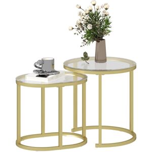 HOMCOM 2 Pcs Modern Coffee Table with Tempered Glass Side Tables Clear HOMCOM 2 Pcs Modern Coffee Table with Tempered Glass Side Tables Clear