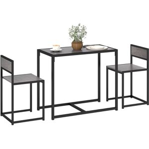3 Piece Dining Table Set with Metal Frame Grey Wood-Effect - Homcom 3 Piece Dining Table Set with Metal Frame Grey Wood-Effect - Homcom