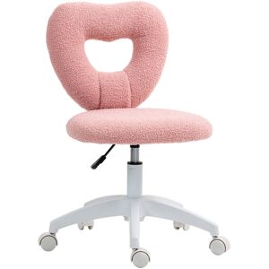 Homcom - Armless Heart Desk Chair, Makeup Vanity Chair for Home, Pink Homcom - Armless Heart Desk Chair, Makeup Vanity Chair for Home, Pink