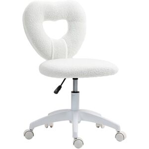 Homcom - Armless Heart Desk Chair, Makeup Vanity Chair for Home, White Homcom - Armless Heart Desk Chair, Makeup Vanity Chair for Home, White