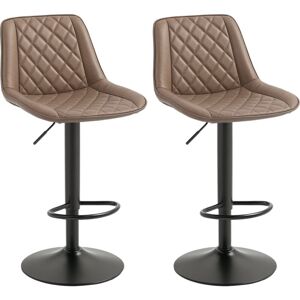 Homcom - Bar Stools Set of 2, Adjustable Bar Chairs Swivel for Kitchen Brown Homcom - Bar Stools Set of 2, Adjustable Bar Chairs Swivel for Kitchen Brown