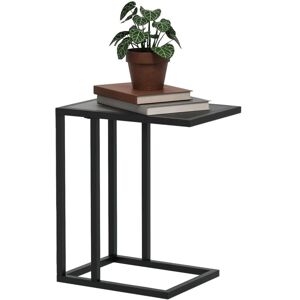 C Shape Side Table w/ Wood-Effect Top, Black - Homcom C Shape Side Table w/ Wood-Effect Top, Black - Homcom