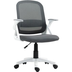 Homcom - Ergonomic Swivel Computer Chair with Flip-up Armrests, Grey Homcom - Ergonomic Swivel Computer Chair with Flip-up Armrests, Grey