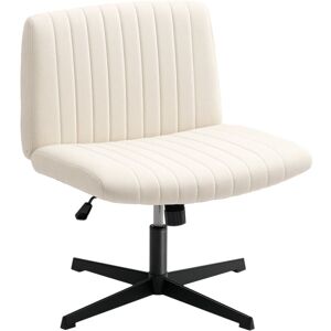 HOMCOM Linen Criss Cross Legged Office Chair with Tilt Function, Cream HOMCOM Linen Criss Cross Legged Office Chair with Tilt Function, Cream