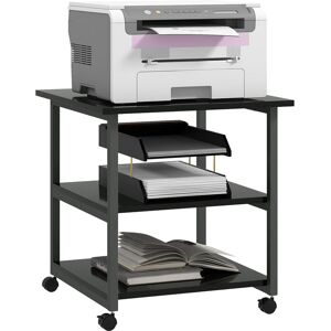 HOMCOM Mobile Printer Stand with Storage Printer Table for Home Office Black HOMCOM Mobile Printer Stand with Storage Printer Table for Home Office Black