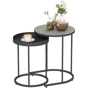 HOMCOM Nesting Side Table Set of 2, Industrial Round Nest of Tables, Grey HOMCOM Nesting Side Table Set of 2, Industrial Round Nest of Tables, Grey