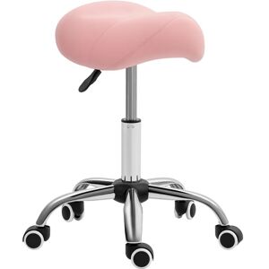 Homcom - pu Leather Saddle Stool w/ Moulded Padded Seat Adjustable Height Pink Homcom - pu Leather Saddle Stool w/ Moulded Padded Seat Adjustable Height Pink