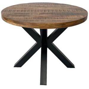 Industrial Round X Leg Dining Table - Mango Wood/Iron - L100 x W100 x H76 cm - Mango PP Saw Finish Industrial Round X Leg Dining Table - Mango Wood/Iron - L100 x W100 x H76 cm - Mango PP Saw Finish
