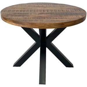 Industrial Round X Leg Dining Table - Mango Wood/Iron - L150 x W150 x H76 cm - Mango PP Saw Finish Industrial Round X Leg Dining Table - Mango Wood/Iron - L150 x W150 x H76 cm - Mango PP Saw Finish