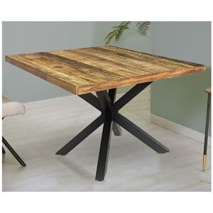 Industrial Square X Leg Dining Table - Mango Wood/Iron - L140 x W140 x H76 cm - PP Sawn Finish - Assembly Required Industrial Square X Leg Dining Table - Mango Wood/Iron - L140 x W140 x H76 cm - PP Sawn Finish - Assembly Required