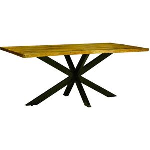 Kerela Artificial Edge Spider Leg Dining Table - Mango Wood/Iron - L80 x W140 x H76 cm - Mango PP Saw Finish Kerela Artificial Edge Spider Leg Dining Table - Mango Wood/Iron - L80 x W140 x H76 cm - Mango PP Saw Finish