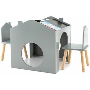 Costway - Kids Table and Chair Set Children Wooden Children Activity Desk w/ Chalkboards Costway - Kids Table and Chair Set Children Wooden Children Activity Desk w/ Chalkboards