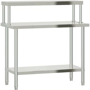 vidaXL Stainless Steel Kitchen Work Table with Overshelf - Commercial Use vidaXL Stainless Steel Kitchen Work Table with Overshelf - Commercial Use