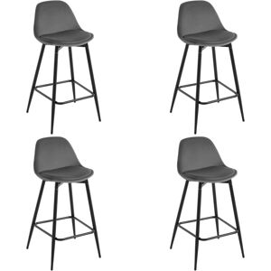 Klihome 4x Bar Stools Dining Room Kitchen Breakfast High Chairs Footrest Barstool with Cushioned Velvet Seat and Metal Frame, Dark Grey Klihome 4x Bar Stools Dining Room Kitchen Breakfast High Chairs Footrest Barstool with Cushioned Velvet Seat and Metal Frame, Dark Grey