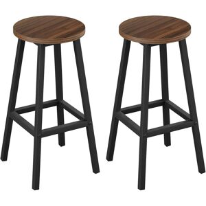 KLIHOME 2x Bar Stools Sturdy Metal Frame Breakfast Dining Bar Stools Fixed Height Bar Stools Breakfast Bar, Counter, Kitchen and Home, Dark wood colour KLIHOME 2x Bar Stools Sturdy Metal Frame Breakfast Dining Bar Stools Fixed Height Bar Stools Breakfast Bar, Counter, Kitchen and Home, Dark wood colour