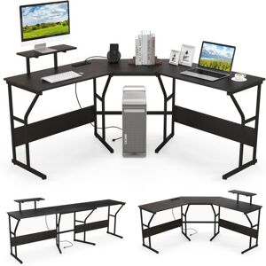 Costway - L-shaped Corner Computer Desk w/ Movable Monitor Stand for Working & Writing & Gaming Costway - L-shaped Corner Computer Desk w/ Movable Monitor Stand for Working & Writing & Gaming