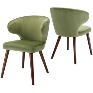WAHSON OFFICE CHAIRS Dining Chairs Set of 2 in Velvet Upholstered Leisure Corner Chairs with Wooden Legs for Home Kitchen Living Room, Green, Wahson WAHSON OFFICE CHAIRS Dining Chairs Set of 2 in Velvet Upholstered Leisure Corner Chairs with Wooden Legs for Home Kitchen Living Room, Green, Wahson