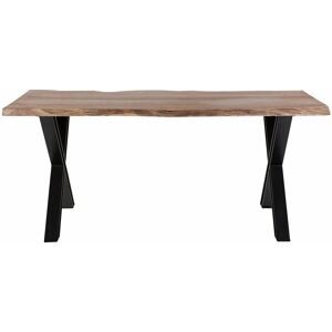 VERTY FURNITURE Live Edge Large Acacia Wood Dining Table With Cross Metal Legs VERTY FURNITURE Live Edge Large Acacia Wood Dining Table With Cross Metal Legs