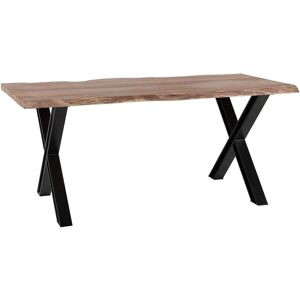 Verty Furniture - Live Edge Large Dining Table with Cross Metal Legs - Light Wood Verty Furniture - Live Edge Large Dining Table with Cross Metal Legs - Light Wood