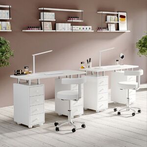 Livingandhome - White 8-Drawer Manicure Nail Table Salon Beauty Station Livingandhome - White 8-Drawer Manicure Nail Table Salon Beauty Station