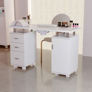 Livingandhome - White Professional Manicure Table Nail Desk with Dust Collector Livingandhome - White Professional Manicure Table Nail Desk with Dust Collector