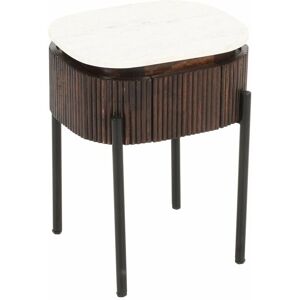 Verty Furniture - Luxor Mango Wood Bedside Table With Marble Top & Metal Legs - Two Tone Verty Furniture - Luxor Mango Wood Bedside Table With Marble Top & Metal Legs - Two Tone