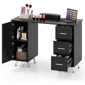 COSTWAY Manicure Table Nail Desk Nail Tech Table Station with 8 Metal Legs-Black COSTWAY Manicure Table Nail Desk Nail Tech Table Station with 8 Metal Legs-Black