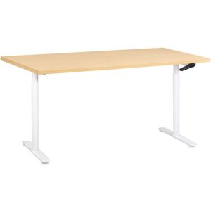 BELIANI Manual Adjustable Standing Desk DESTINAS Light Brown/ White 160 cm 72 cm BELIANI Manual Adjustable Standing Desk DESTINAS Light Brown/ White 160 cm 72 cm
