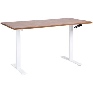 Beliani - Manually Adjustable Standing Desk Modern Office Square Feet 160 x 72 cm Dark Wood Top White Steel Frame destines Beliani - Manually Adjustable Standing Desk Modern Office Square Feet 160 x 72 cm Dark Wood Top White Steel Frame destines