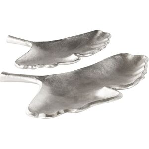 Beliani - Metal Trinket Dish Set Accessory Ginkgo Leaf Jewellery Tray Silver Palenque Beliani - Metal Trinket Dish Set Accessory Ginkgo Leaf Jewellery Tray Silver Palenque